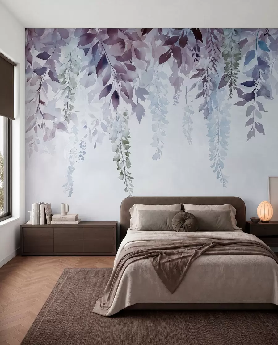 Fototapeedid Wisteria lilleornament, lilleline, akvarell, sinine ja lilla värvid w01545v1