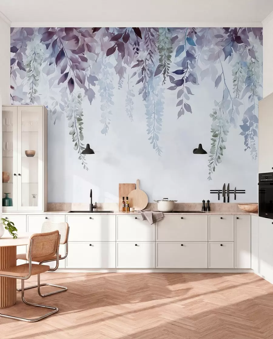 Fototapeedid Wisteria lilleornament, lilleline, akvarell, sinine ja lilla värvid w01545v1