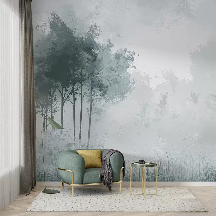 Fototapeedid Loodusmaastikud, puud metsas, grunge tekstuur, hallid värvid w01564v1