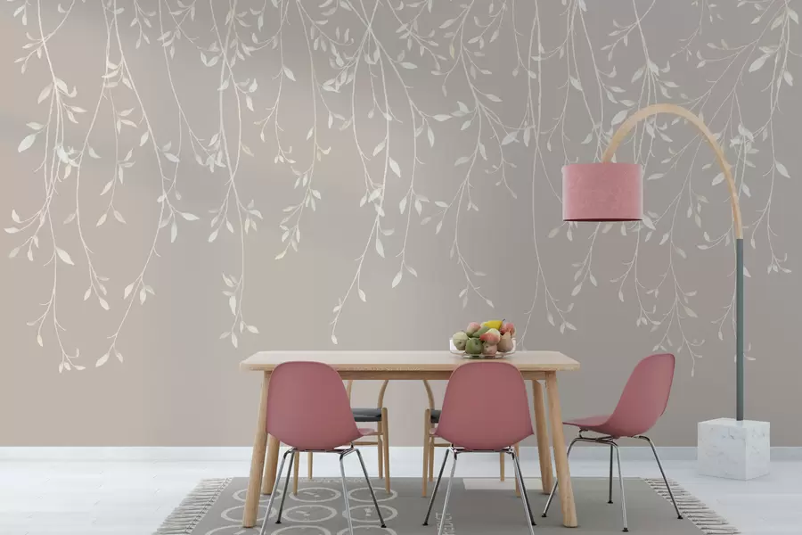 Fototapeedid Rippuvad oksad pastelsel taustal w01522