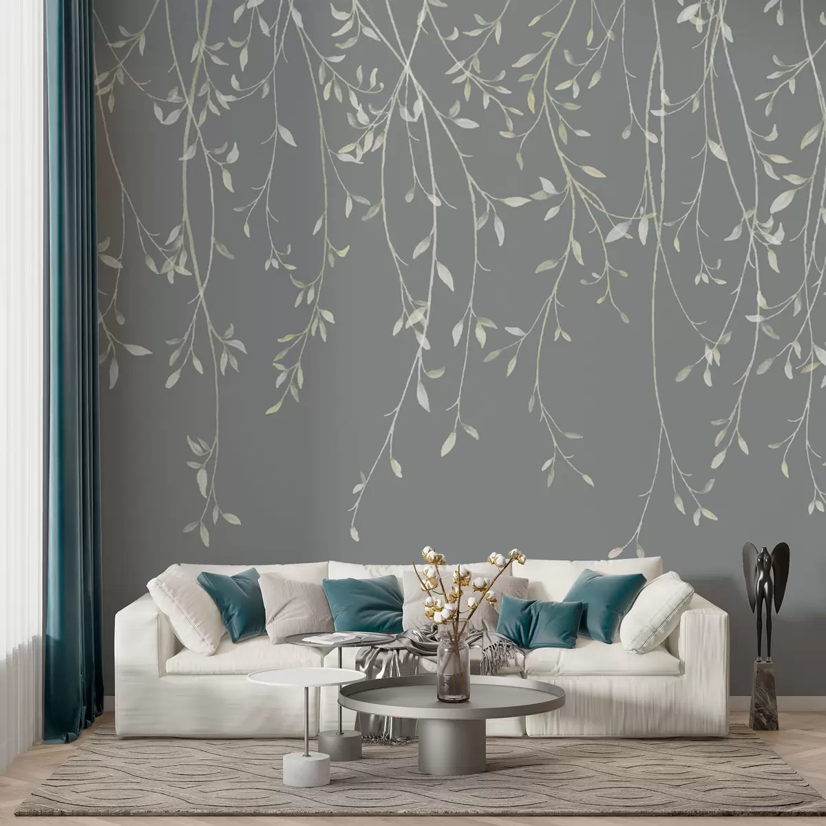 Fototapeedid Rippuvad oksad hallil taustal w01522v1