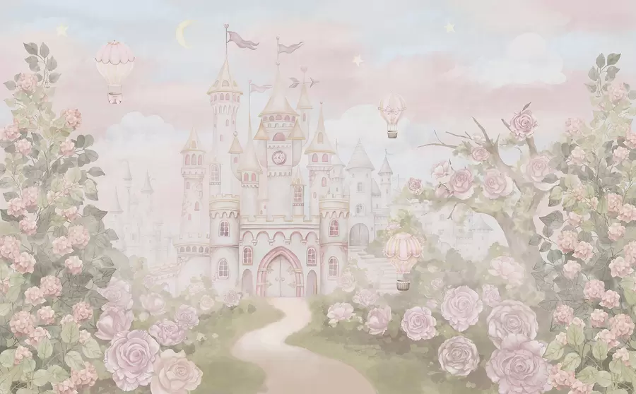 Fototapeedid Maagiline loss suurte lillede ja puudega w01524