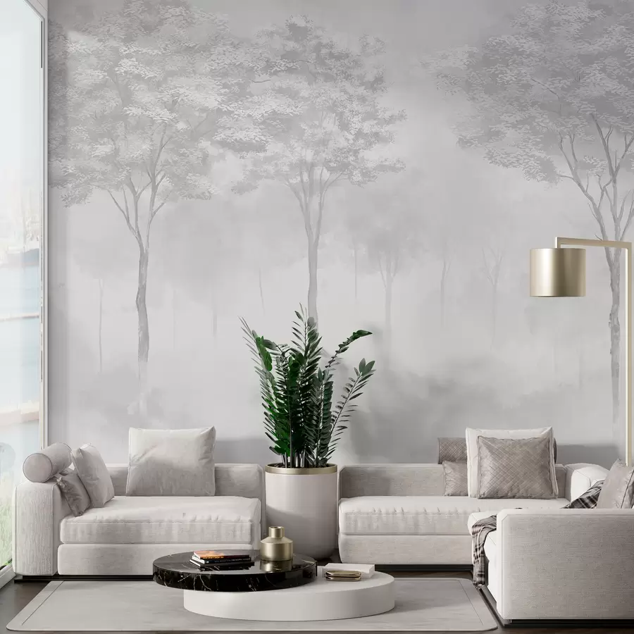 Fototapeedid Udune metsa siluett halli värvi w01599v5