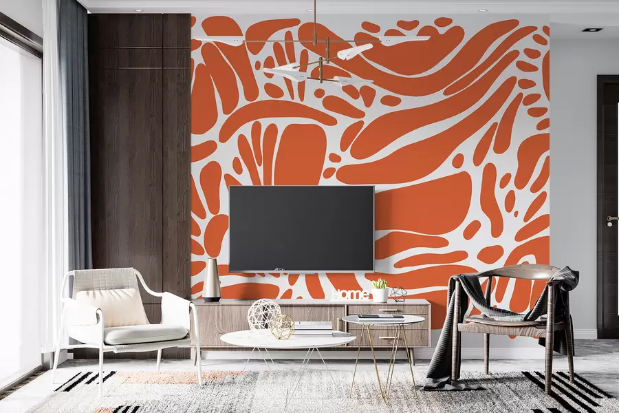 Fototapeedid Abstraktne geomeetriline muster, hõimude stiilis, oranž värv w01623v6