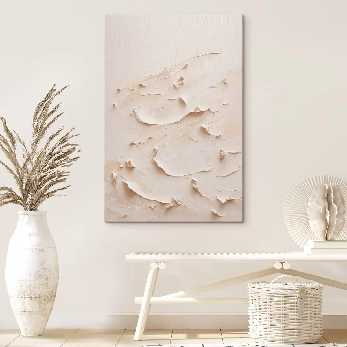 Pilt Abstraktne maal valge õlivärvidega s40623