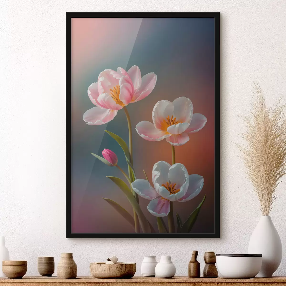 Plakat Roosad lilled hägusel taustal f40644