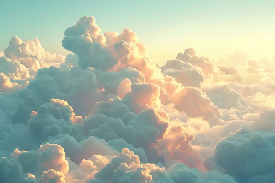 Fototapeedid Helge taevas paljude heledate värvidega pilvedega w01543