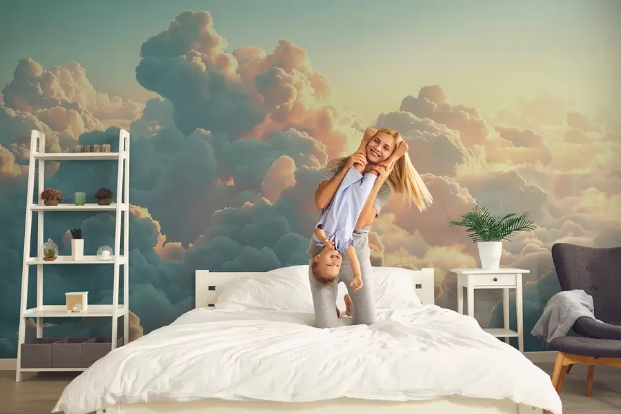 Fototapeedid Helge taevas paljude heledate värvidega pilvedega w01543