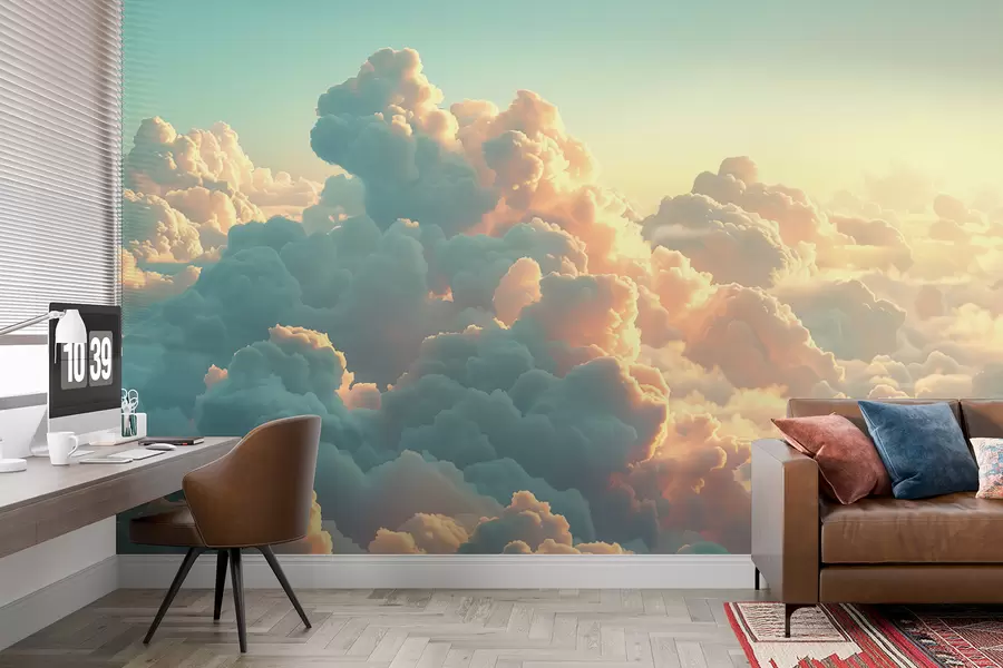 Fototapeedid Helge taevas paljude heledate värvidega pilvedega w01543