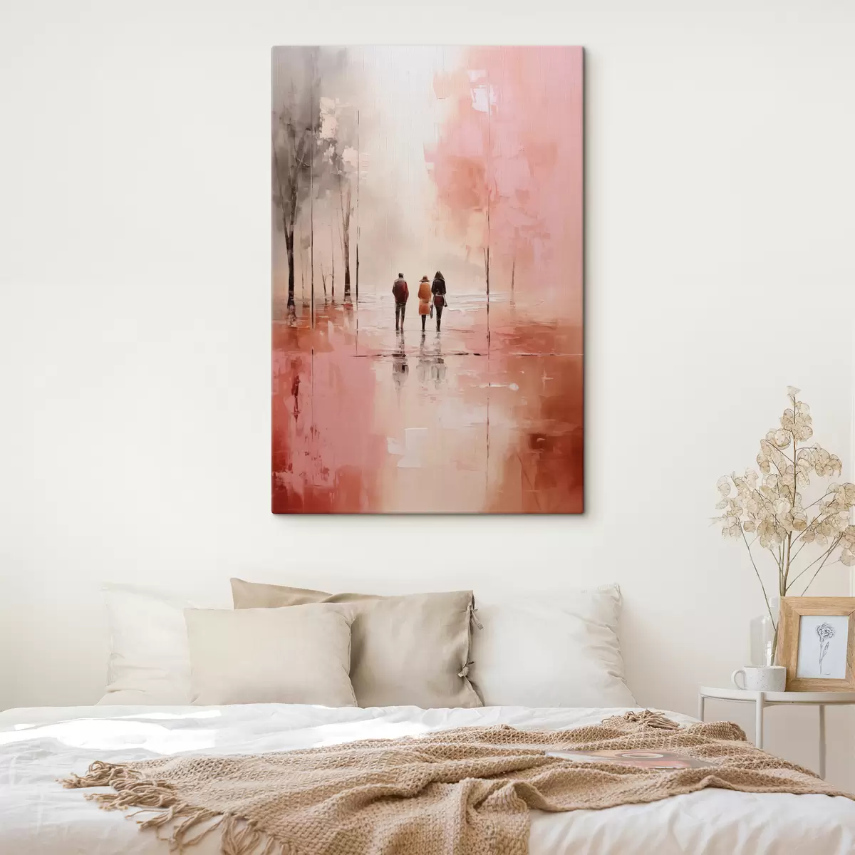 Pilt Inimesed jalutamas pargis abstraktne, roosa punane värv s40802