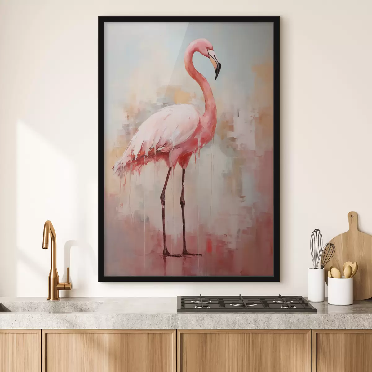 Plakat Roosa flamingo abstraktsel taustal f40805