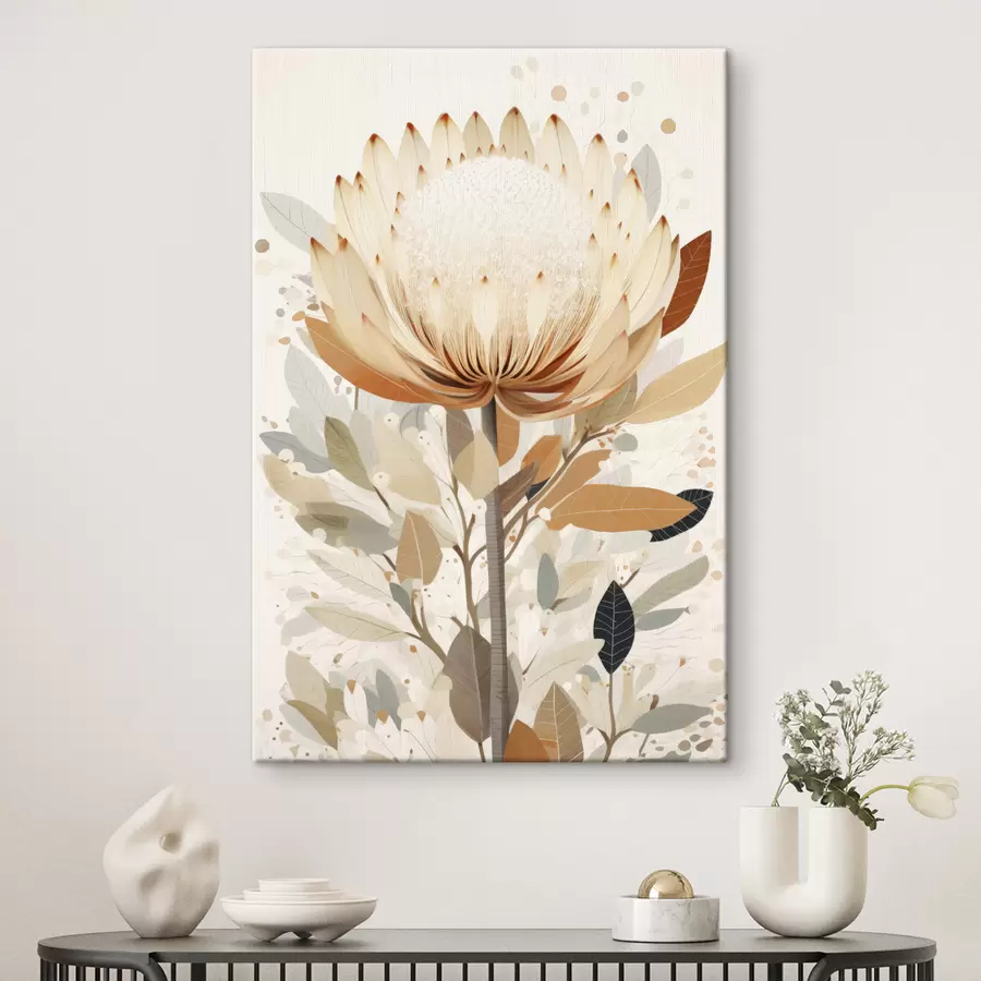 Pilt Lill pehme beeži värvipaleti, lilleline abstraktsioon s40818