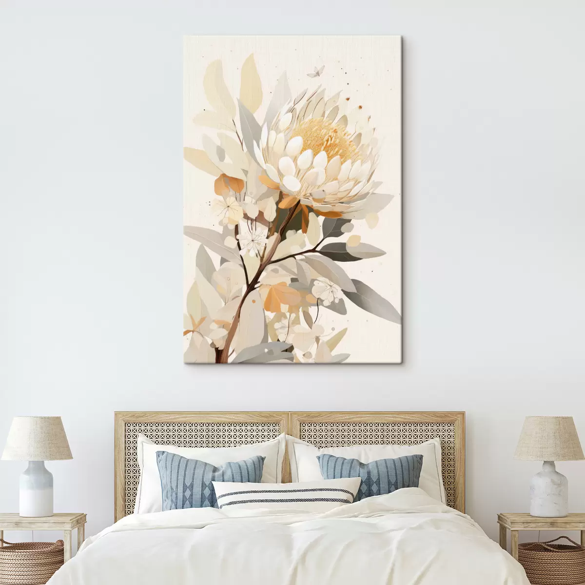 Pilt Protea lill pehme beeži värvipaleti, lilleline abstraktsioon s40819