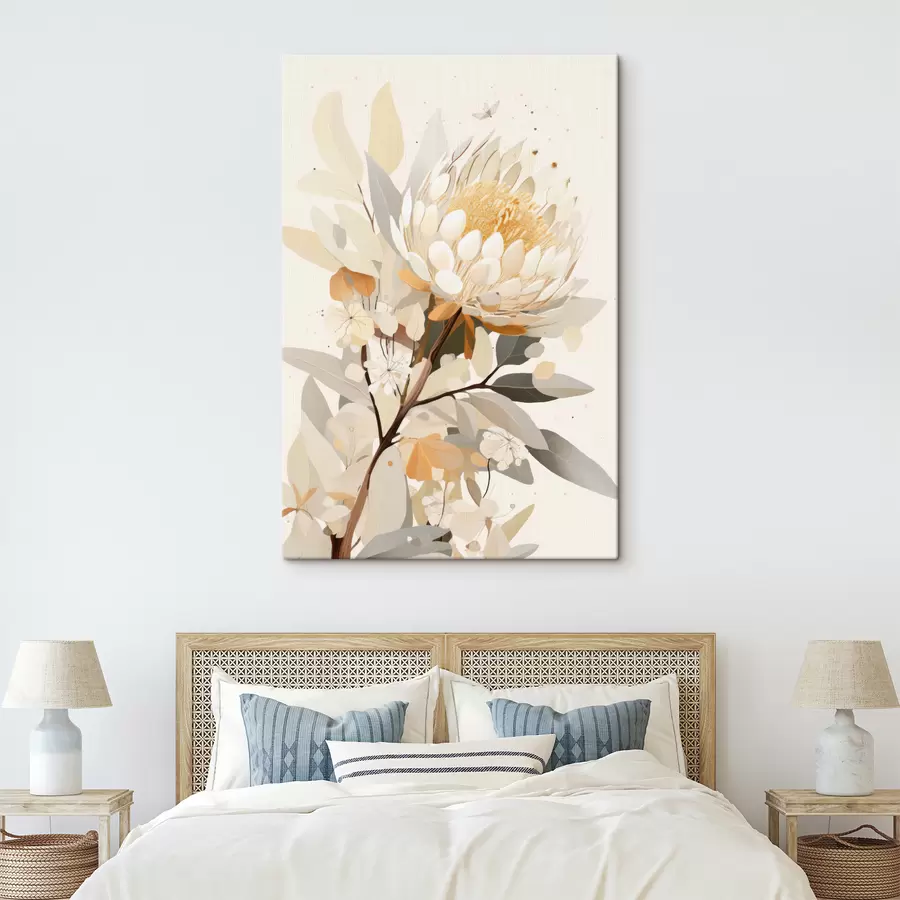 Pilt Protea lill pehme beeži värvipaleti, lilleline abstraktsioon s40819