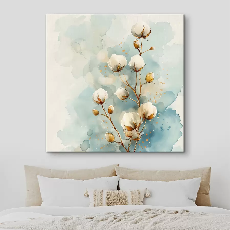 Pilt Puuvillane oksake akvarellitaustal s40780