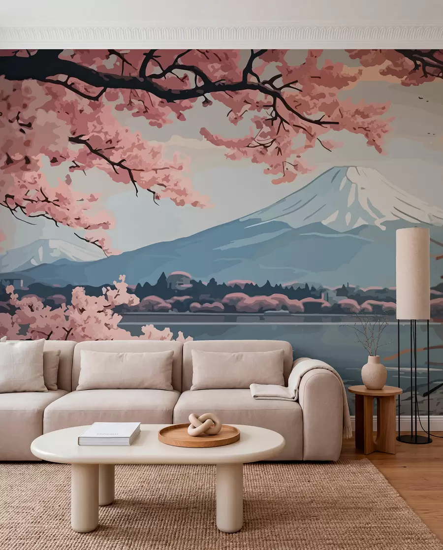 Fototapeedid Sakura, mäed, akvarell w01664