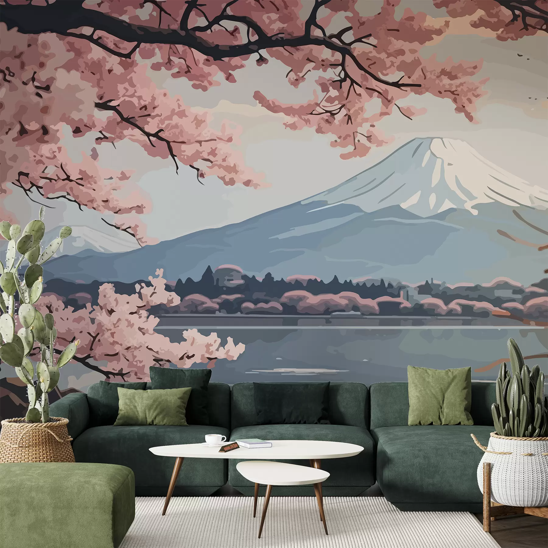 Fototapeedid Sakura, mäed, akvarell w01664