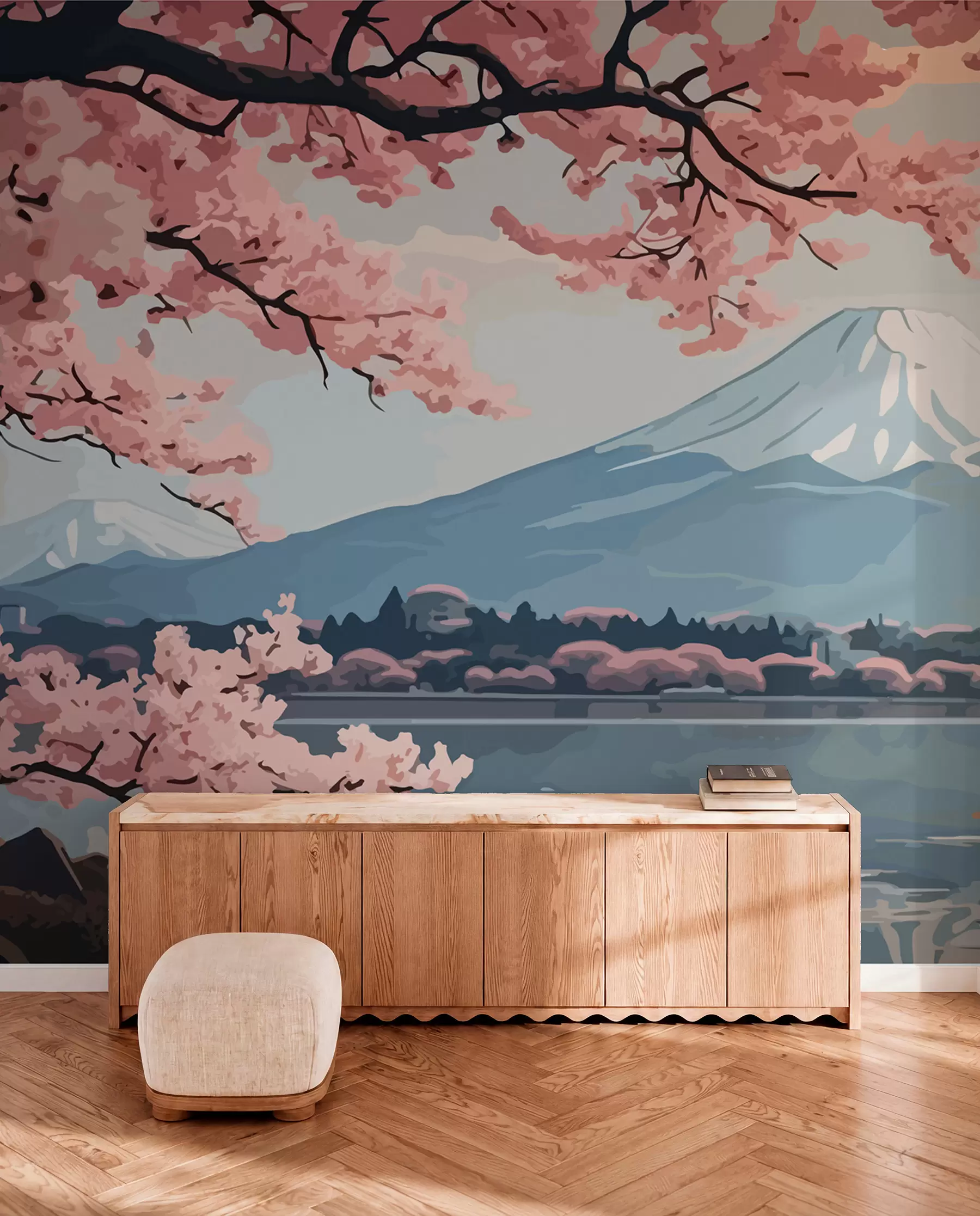 Fototapeedid Sakura, mäed, akvarell w01664