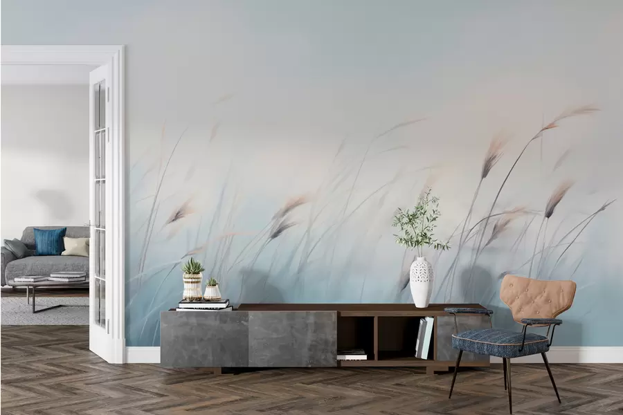 Fototapeedid Õrnad põllurohud sinisel taustal w01643