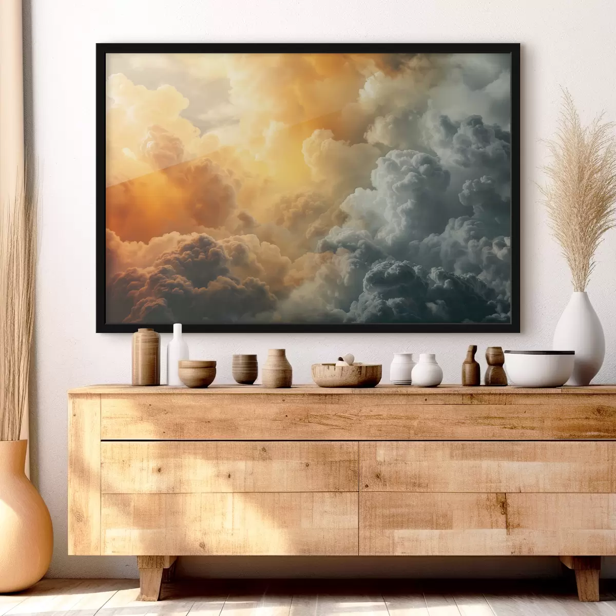 Plakat Pilved, tumesinine, oranž, antiikne f40785