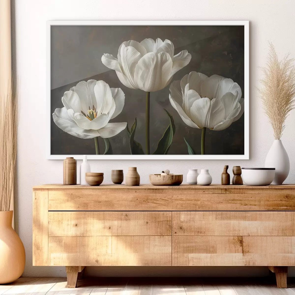 Plakat Suured tulbid, valged tulbid f40792