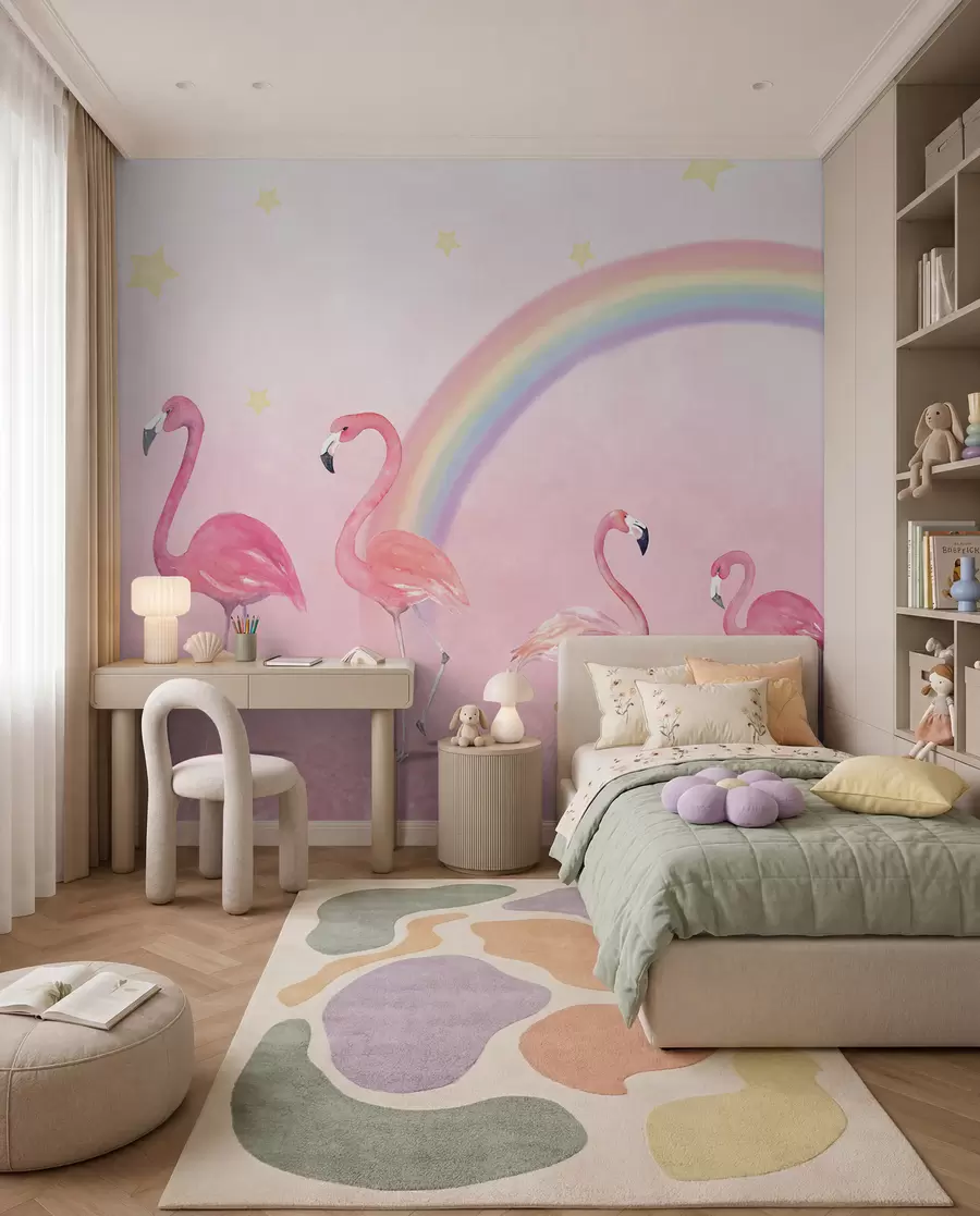 Fototapeedid Lind, vikerkaar ja suurem flamingo u29070