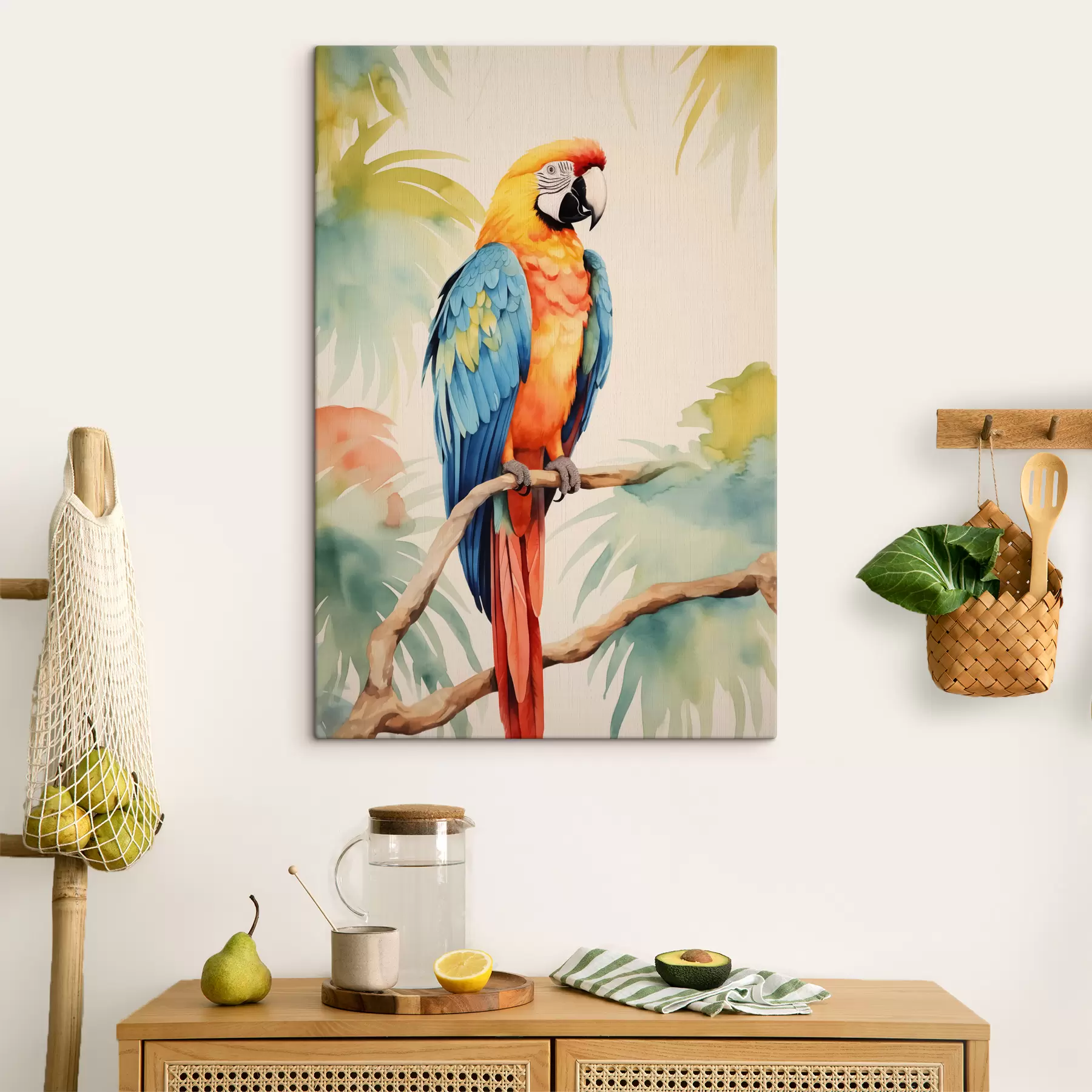 Fototapeedid Värviline papagoi istub oksal s40879