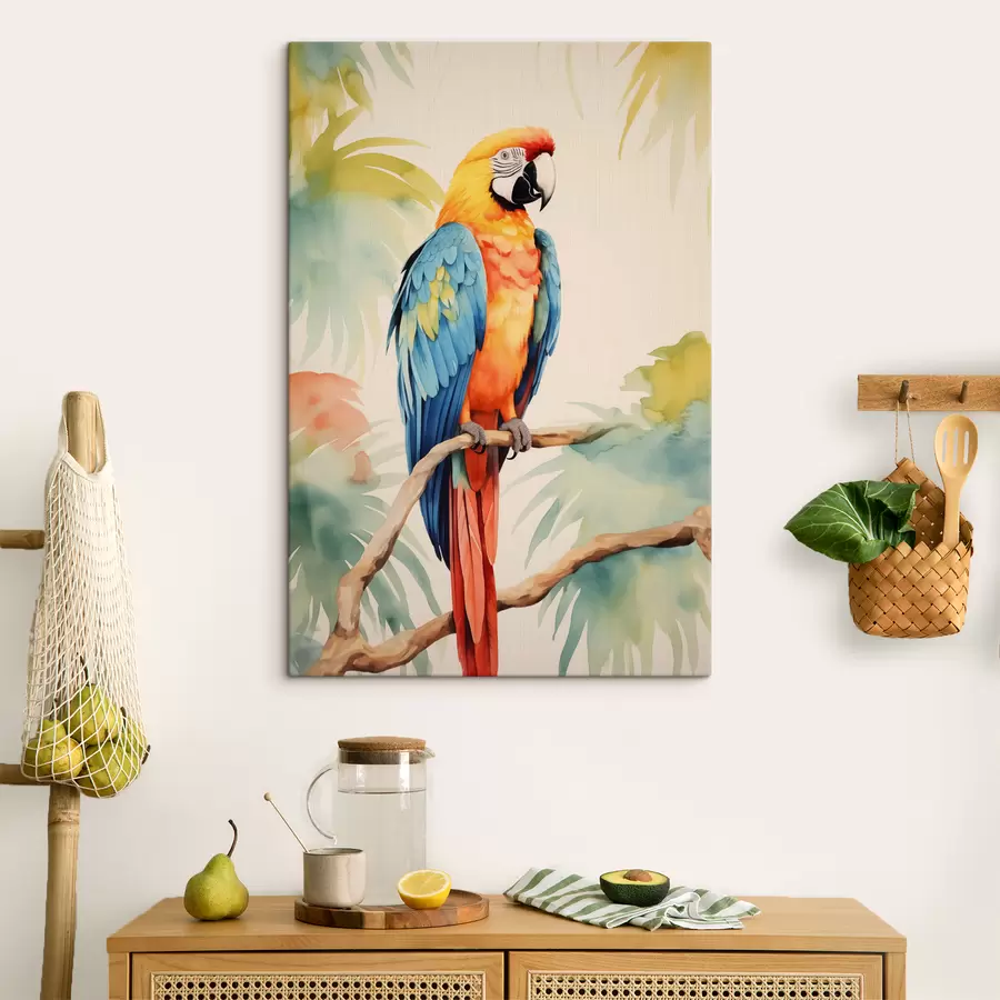 Pilt Värviline papagoi istub oksal s40879