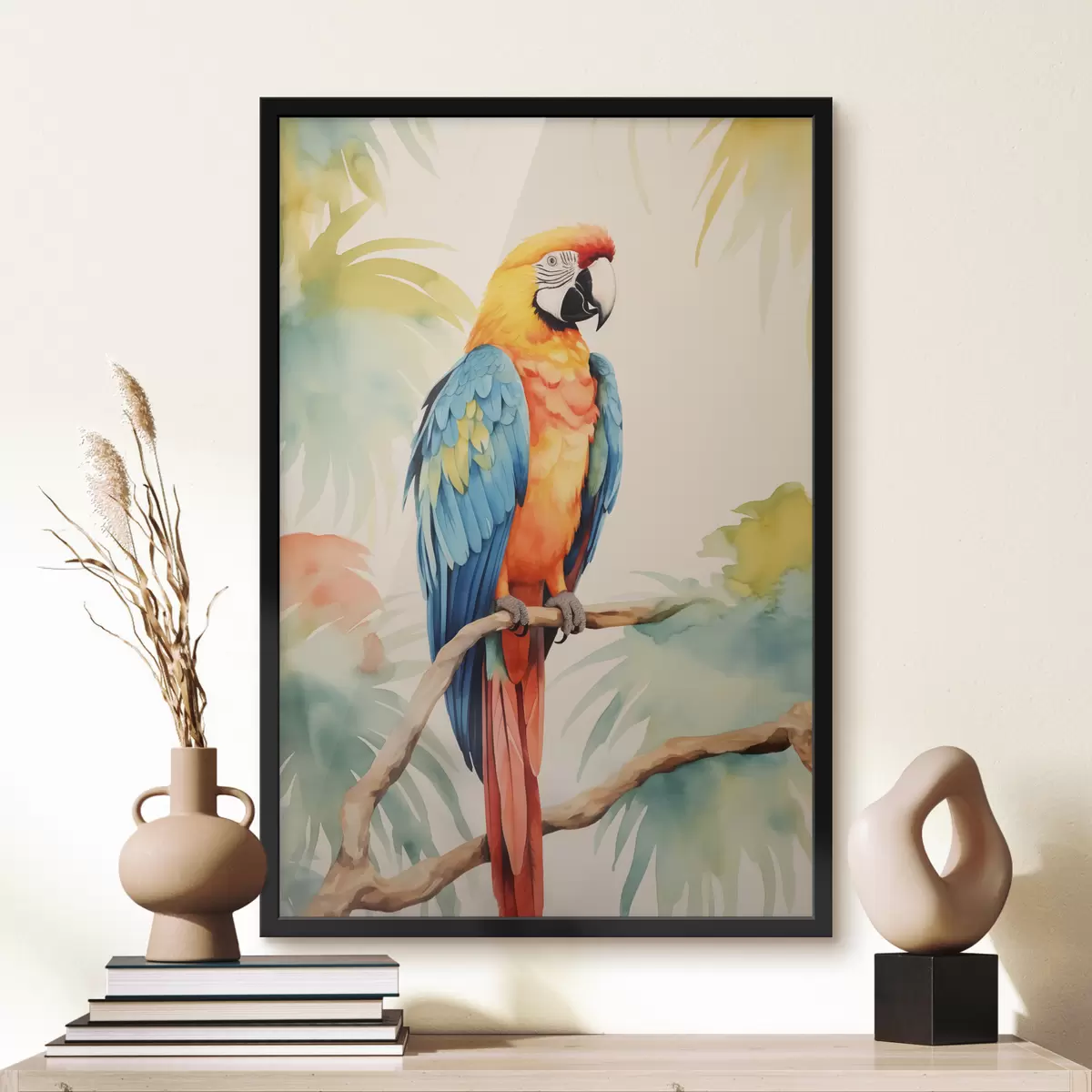 Plakat Värviline papagoi istub oksal f40879