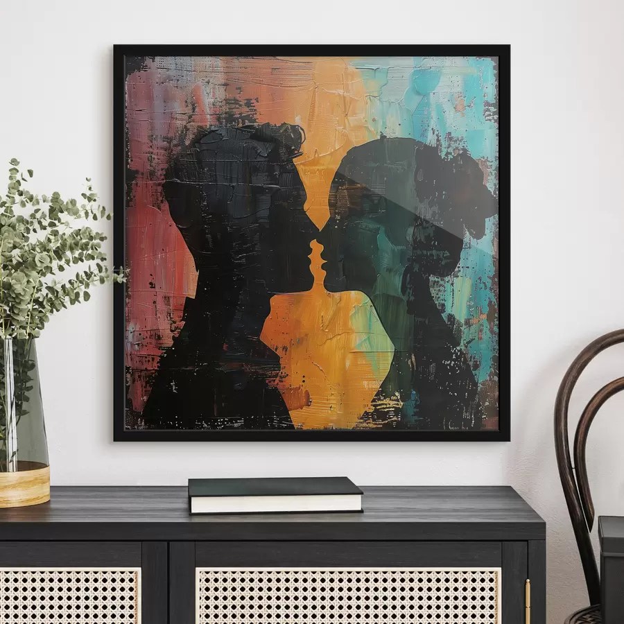 Fototapeedid Paar siluett õlimaal f40893