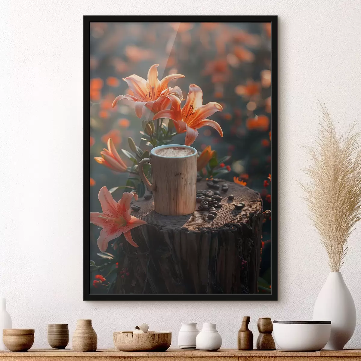 Plakat Cappuccino ja liiliad f40907