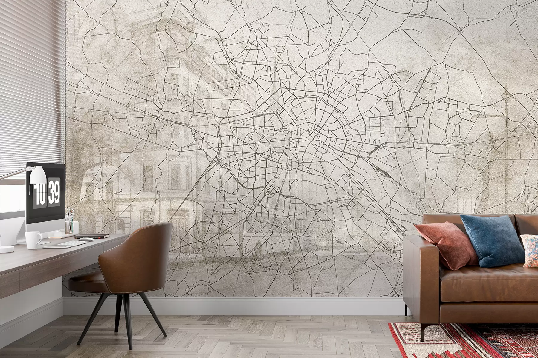 Fototapeedid Berliini linnaplaan, joonistus, arhitektuur, Saksamaa, beež värvid w01696