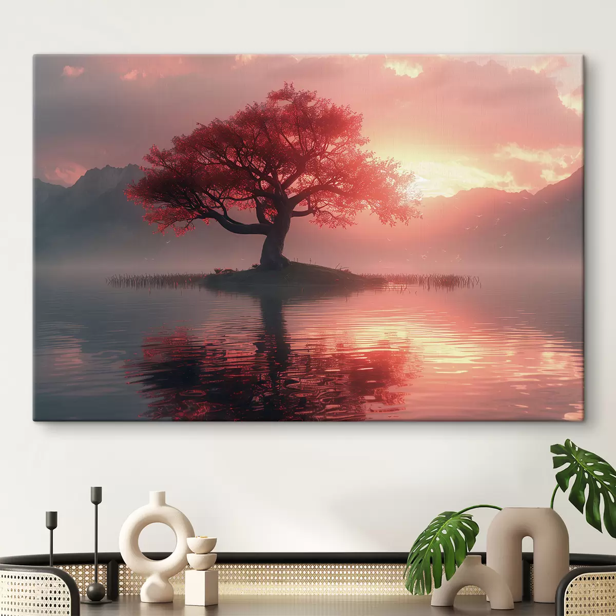 Pilt Puu tiigi ääres päikeseloojangul s40934