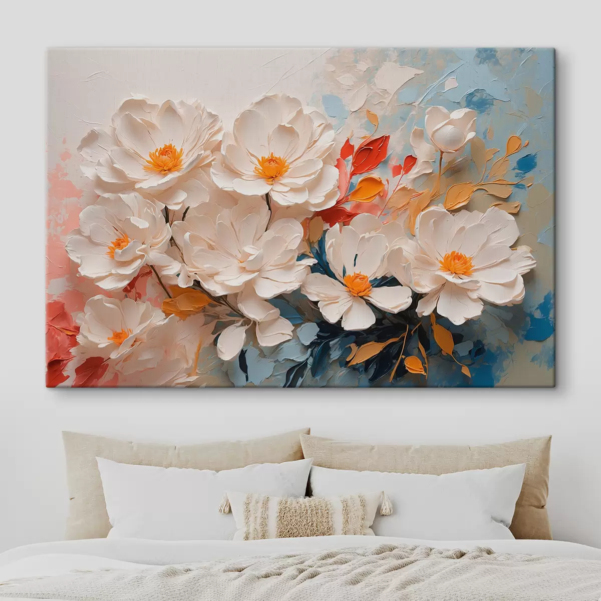 Pilt Abstraktne valge lillede õli s40862