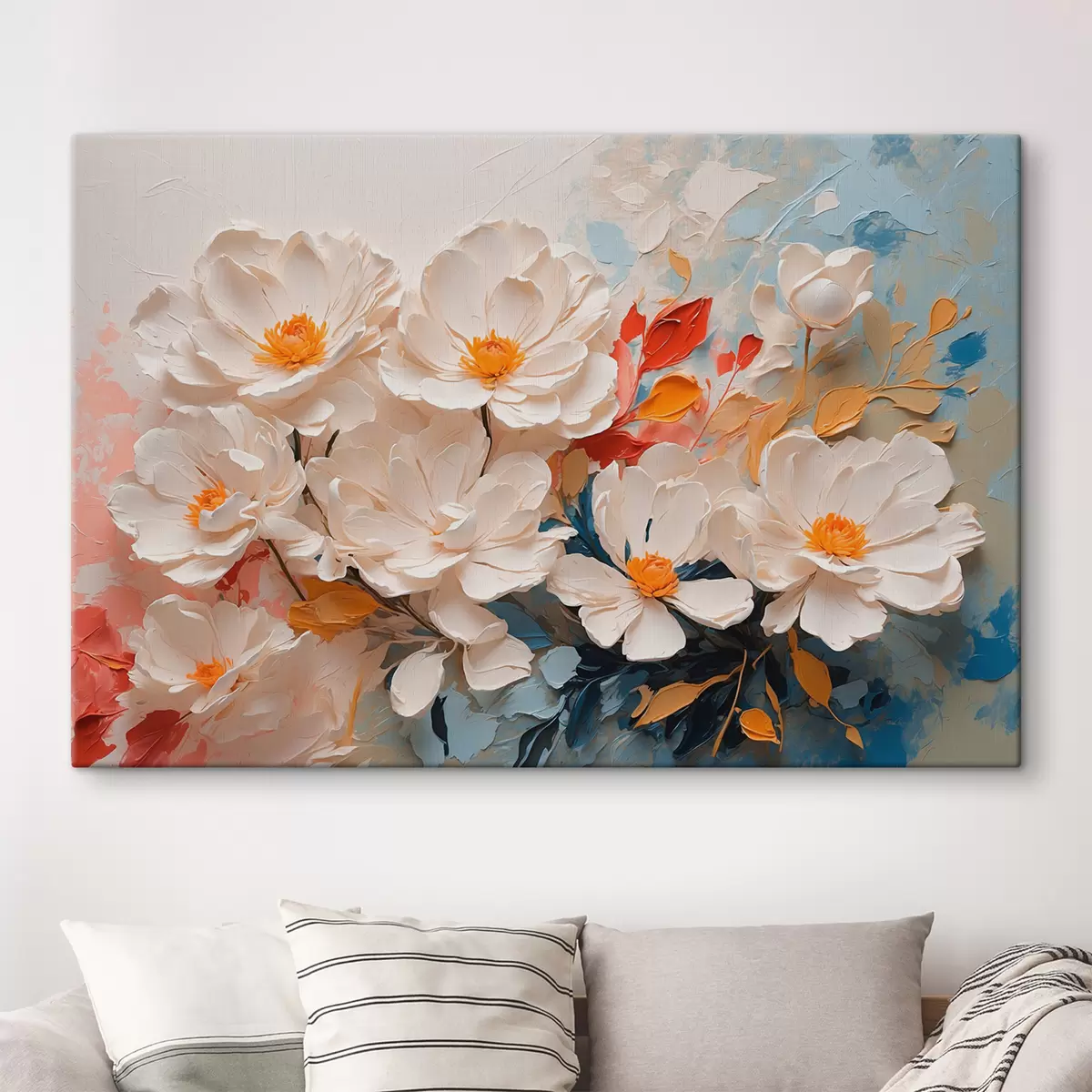 Pilt Abstraktne valge lillede õli s40862