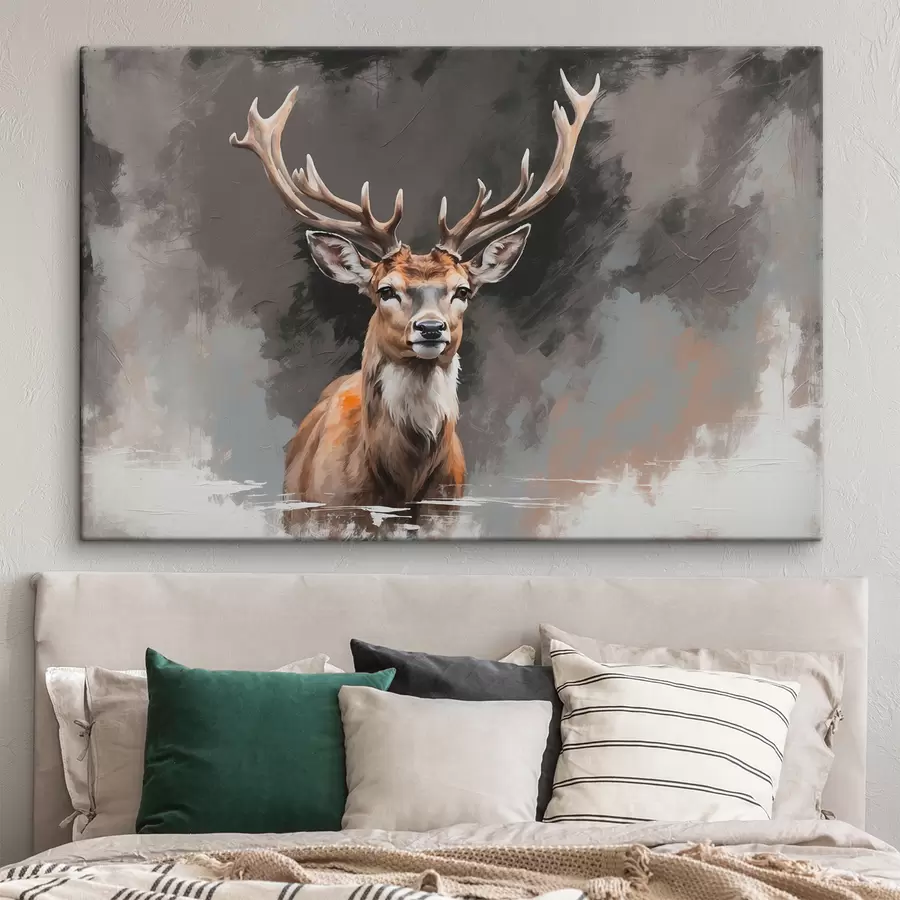 Pilt Hirv hallil-mustal taustal s40865