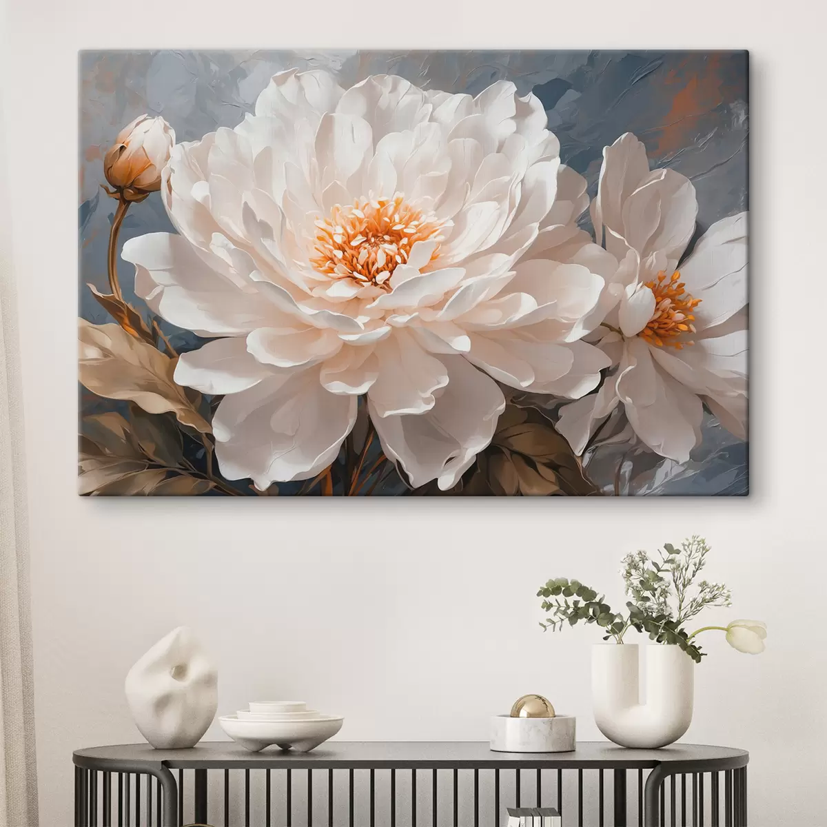 Pilt Valged lilled hallil taustal s40868