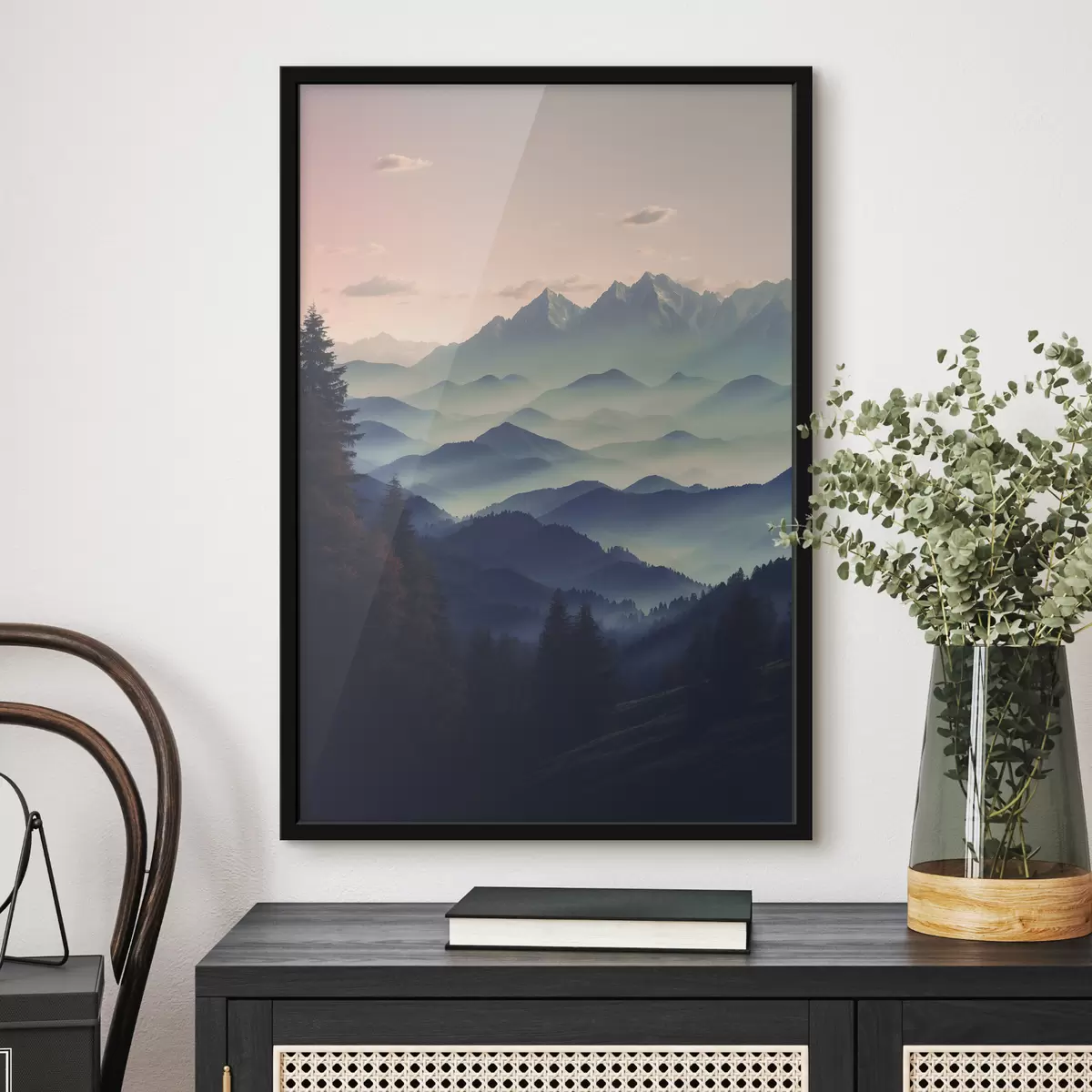 Plakat Mäe vaade udus f40851