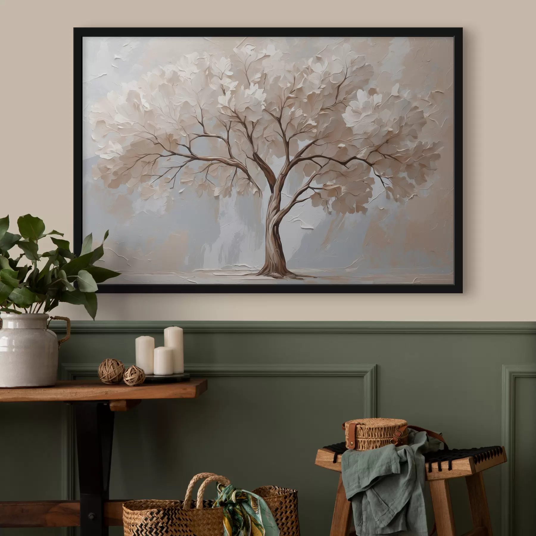 Fototapeedid Valge puu abstraktsel õli taustal f40860