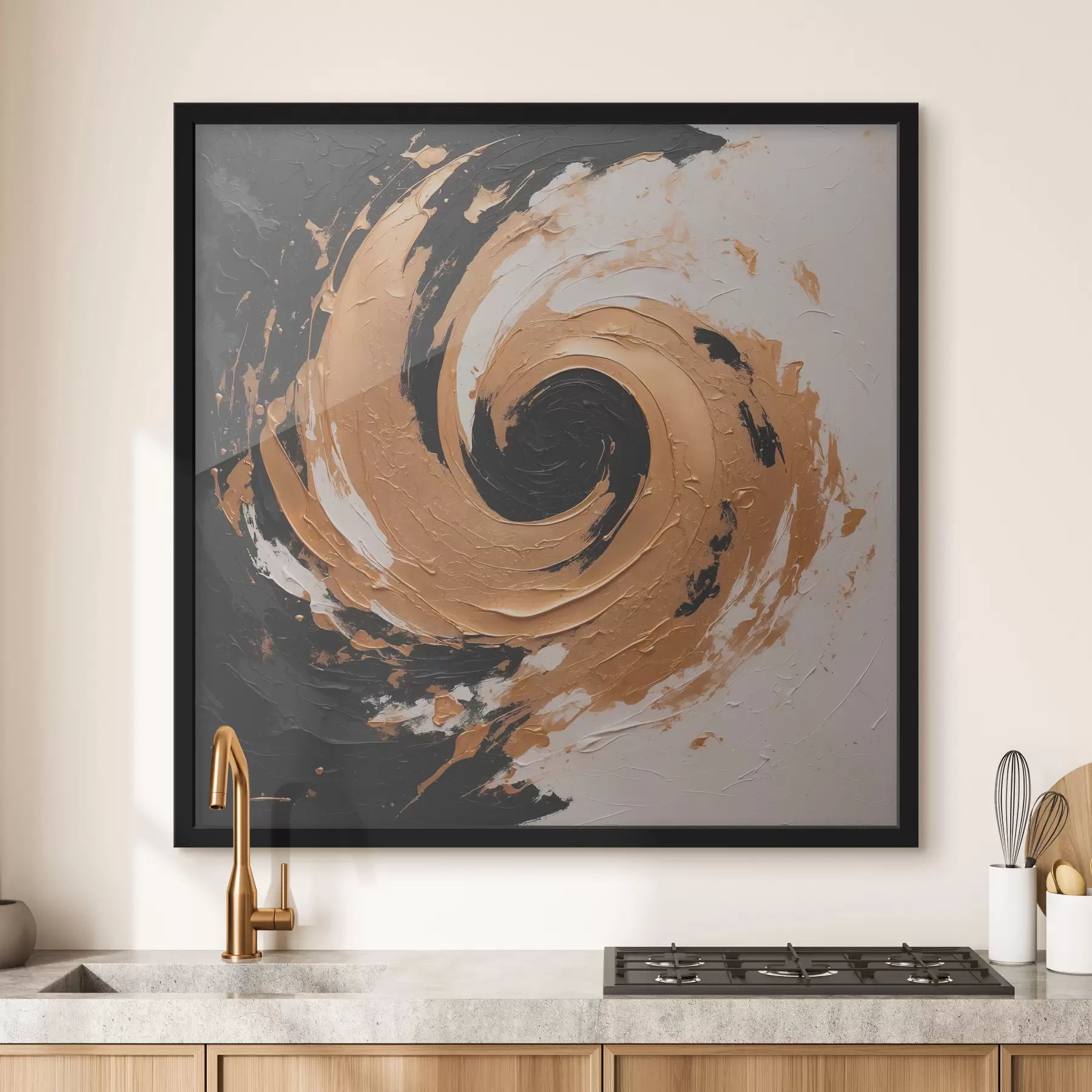 Fototapeedid Abstraktne õlimaal must keerisega f40864