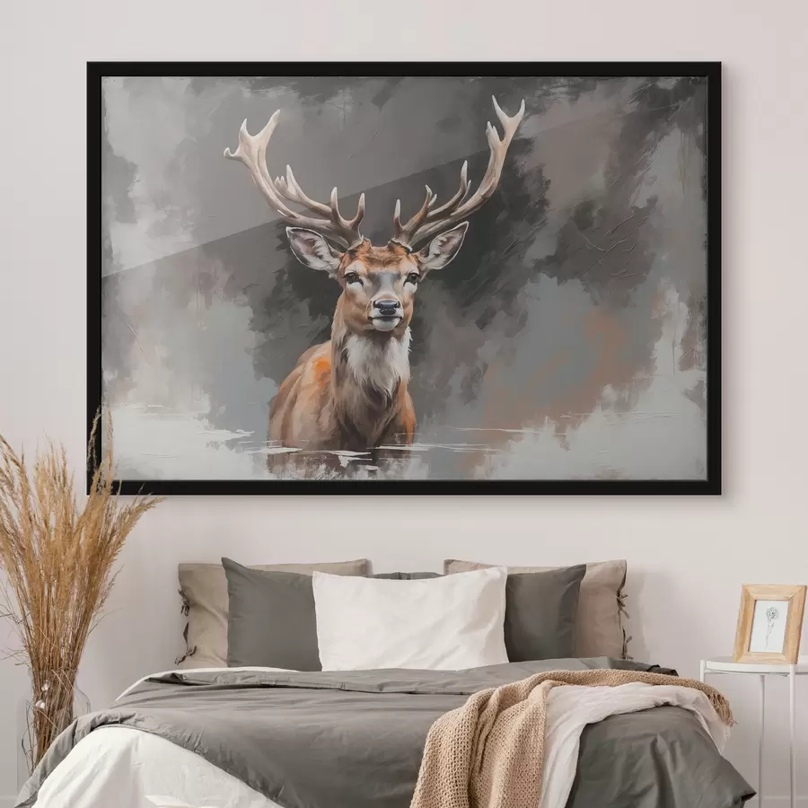 Fototapeedid Hirv hallil-mustal taustal f40865