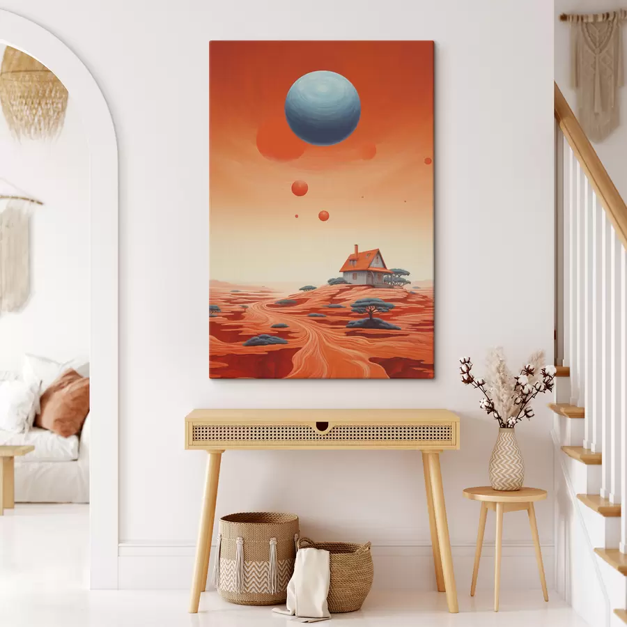 Pilt Kõrb koos majaga, futuristlik kunst, kosmiline, planeet s40944