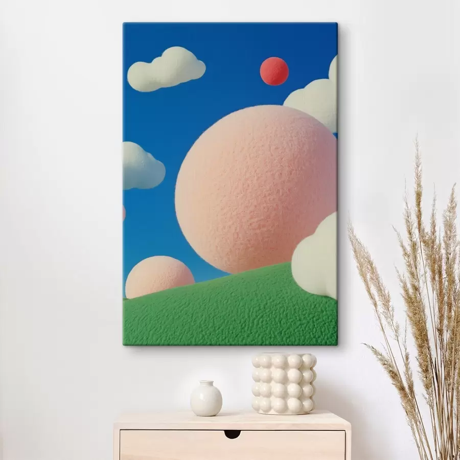 Pilt Värviline vildist abstraktsioon õhupallide ja pilvedega s40971