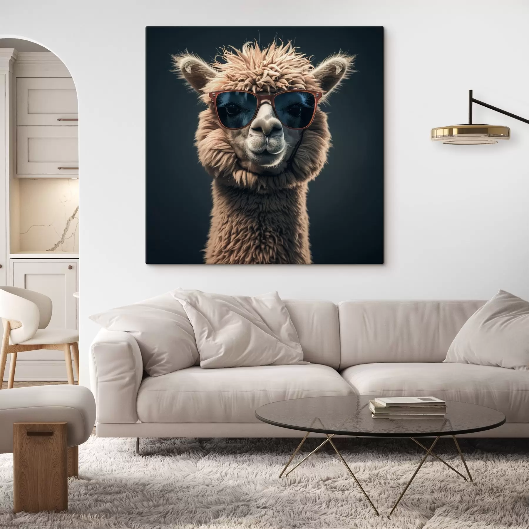 Fototapeedid Stiilne laama prillidega s40995