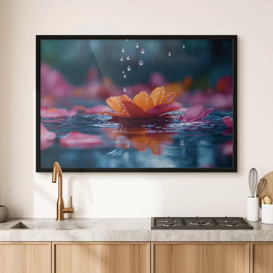 Fototapeedid Vesilill koos vihmapiiskadega f40977