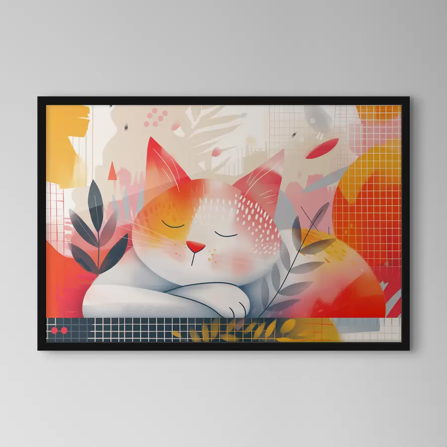 Fototapeedid Armas kass, kes magab põrandal värviliste lillede keskel f40981