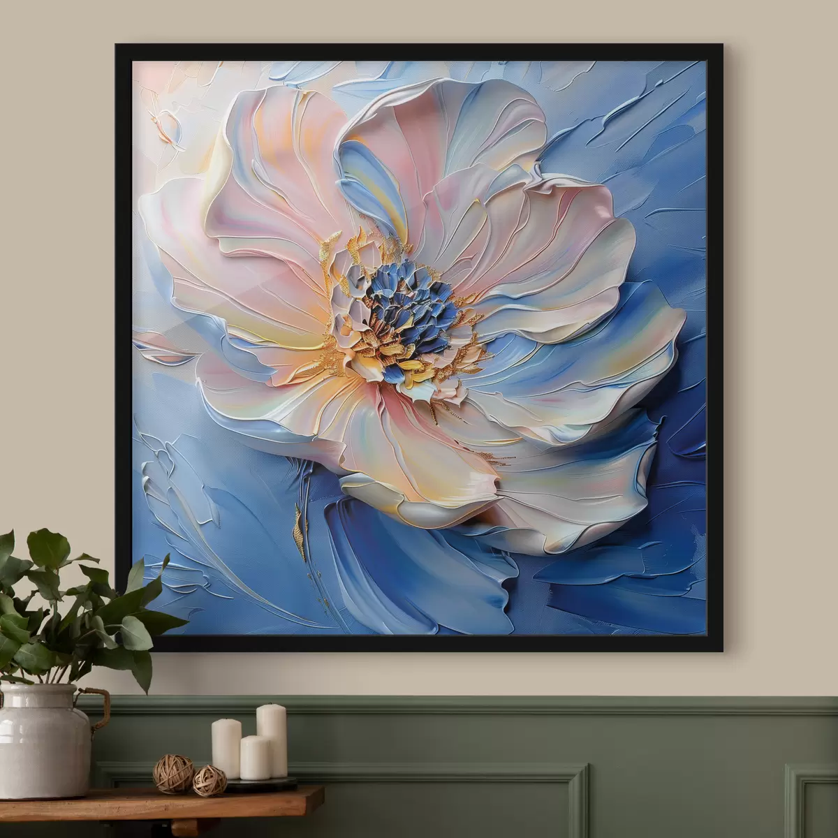 Plakat Suur lillepunga laiade pintslitõmmetega värviga f40993