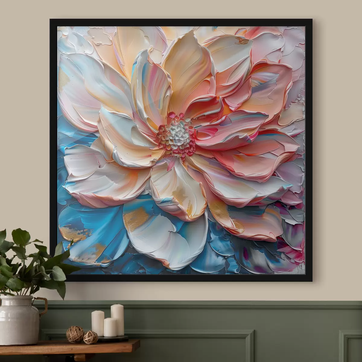 Plakat Värvilised lille kroonlehed julgete pintslitõmmetega f41005