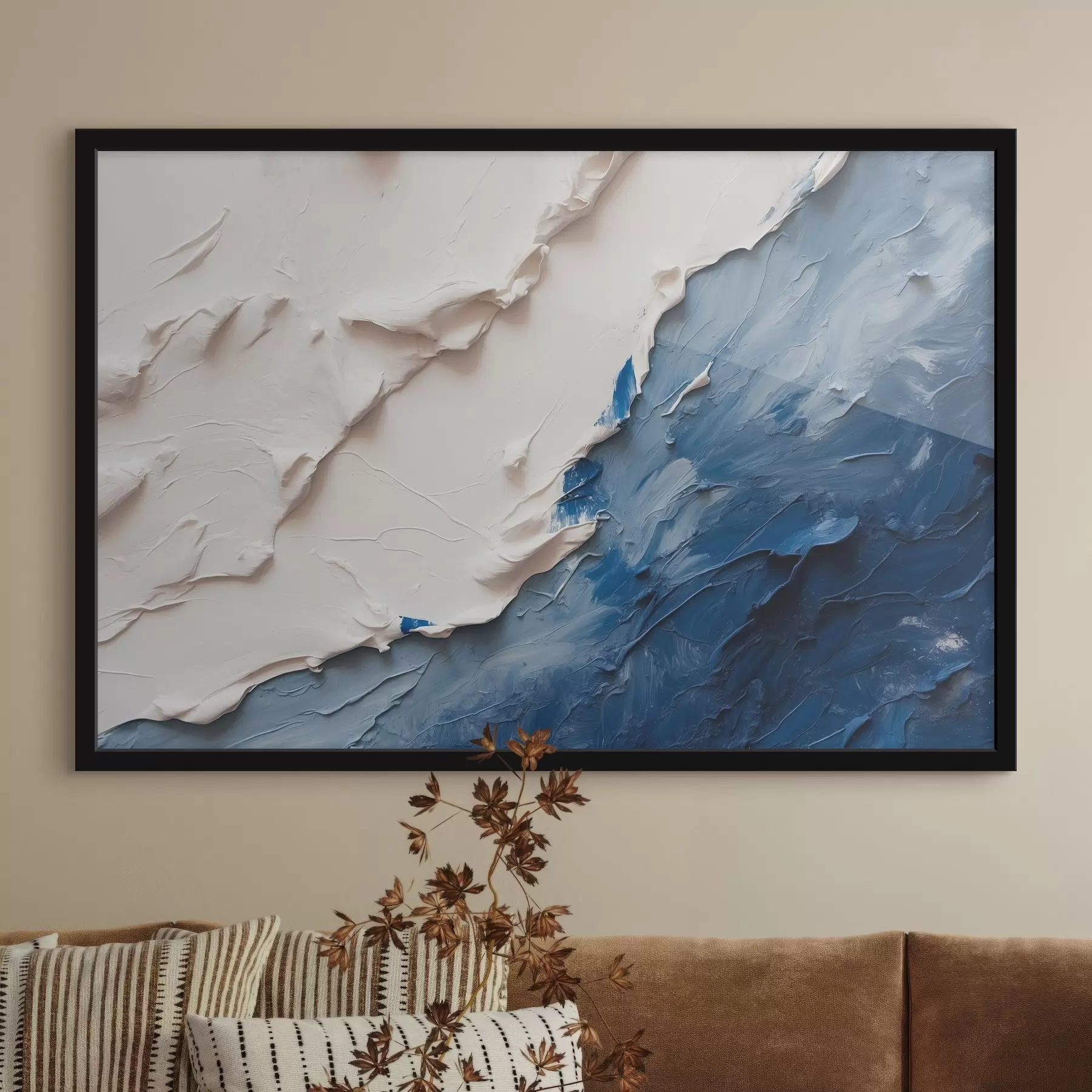 Fototapeedid Abstraktsioon valge ja sinise õlivärviga f41025