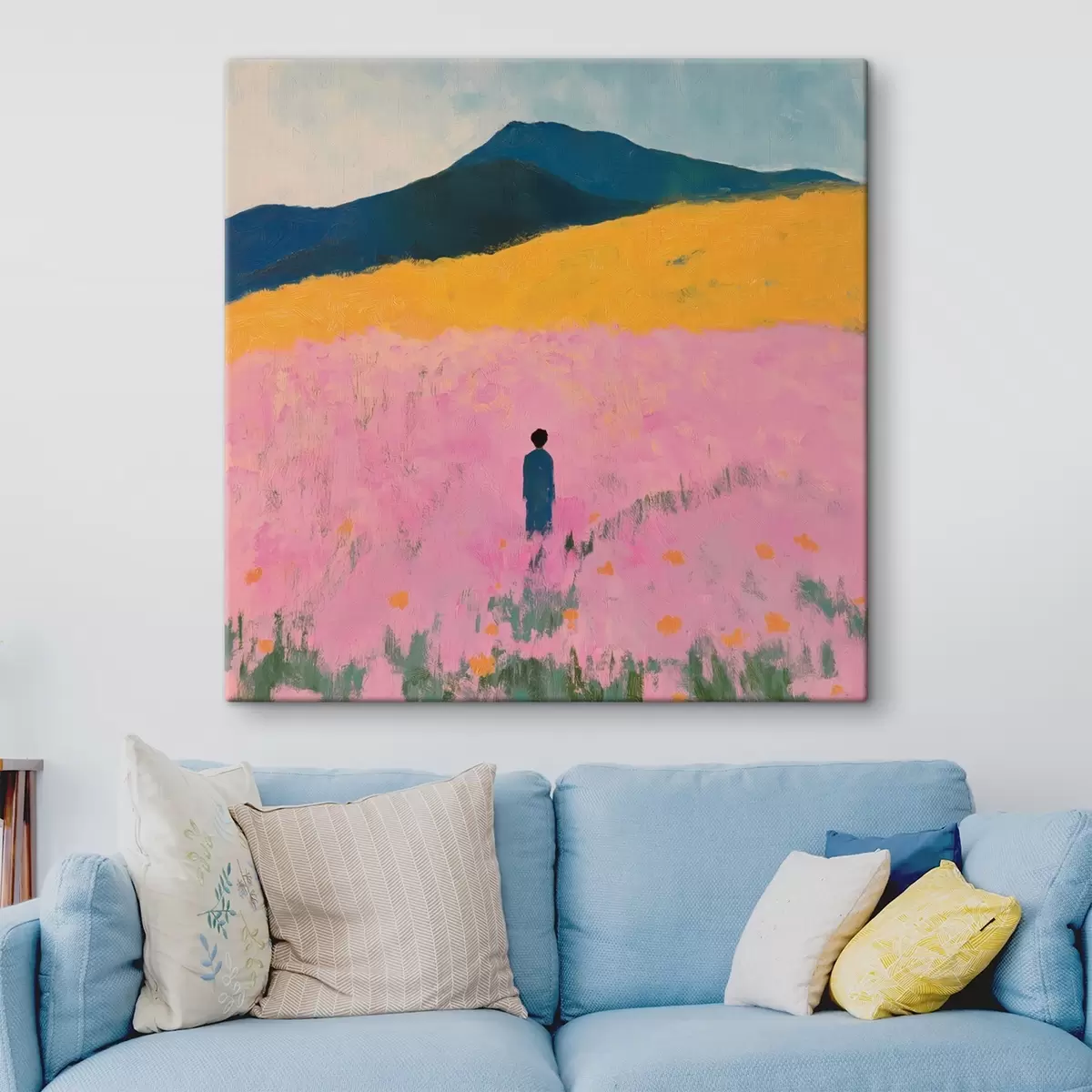 Pilt Mees roosade lilledega põllul s41164